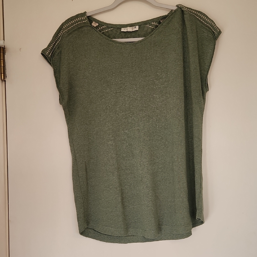Elegant Olive Green Short Sleeve Top